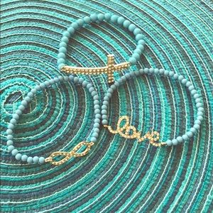 Stackable gold and turquoise bracelets